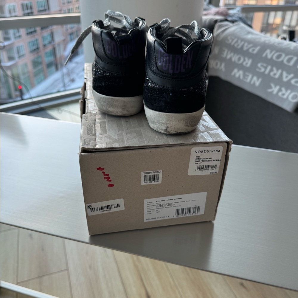 Golden Goose Mid Star Classic: Nappa and Glitter. Black/Blue. Size 37. - Picture 2 of 4